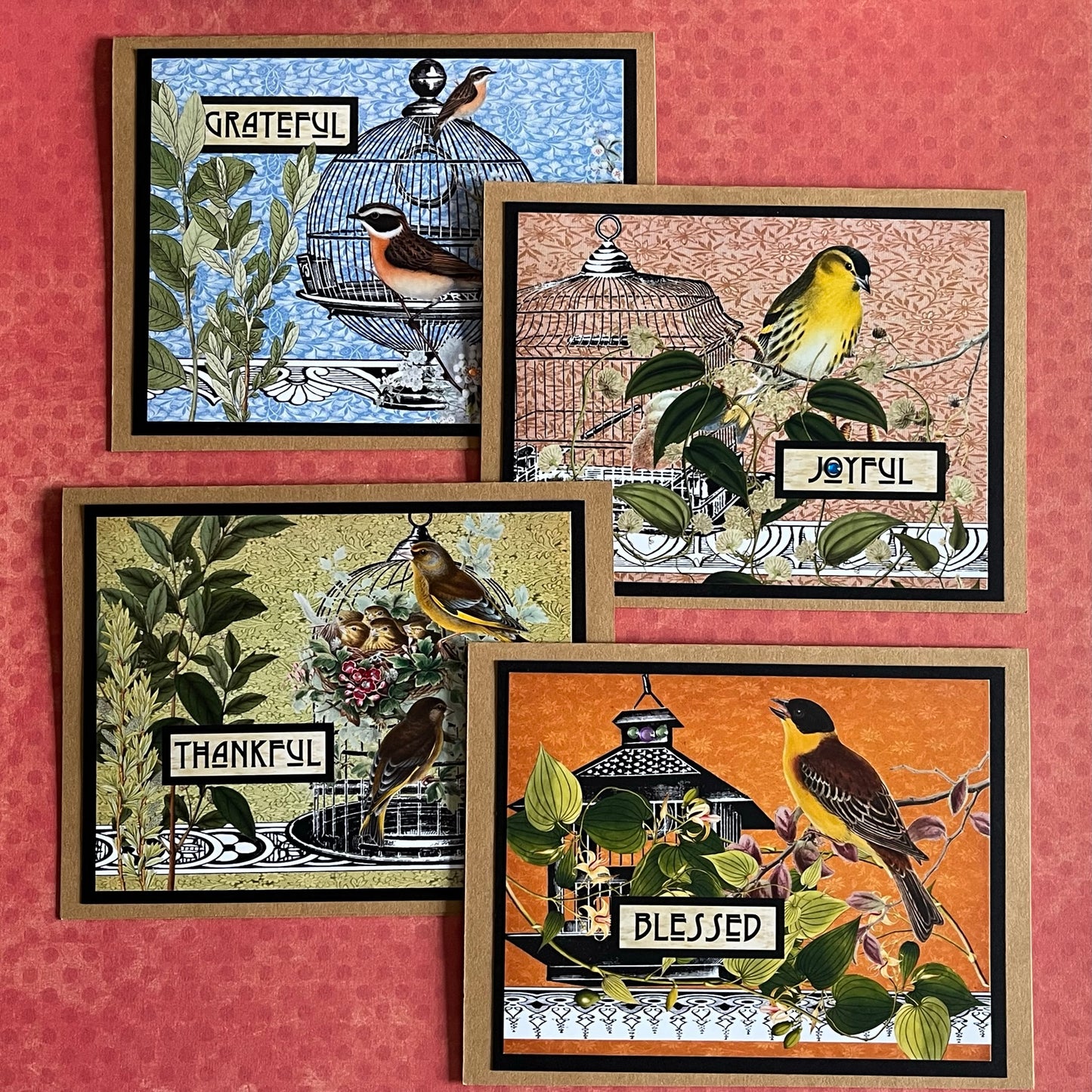 Grateful Thankful Joyful Blessed Note Cards Four Pack