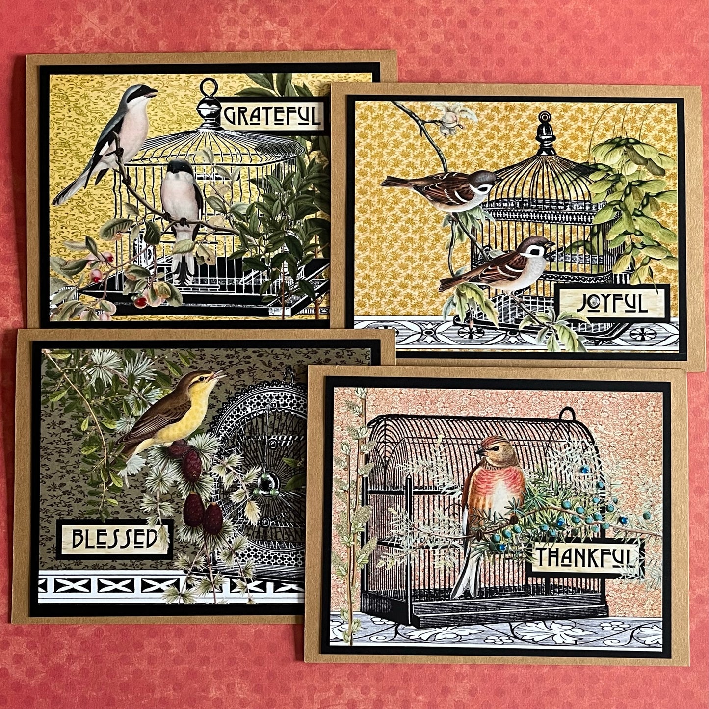 Grateful Thankful Joyful Blessed Note Cards Four Pack
