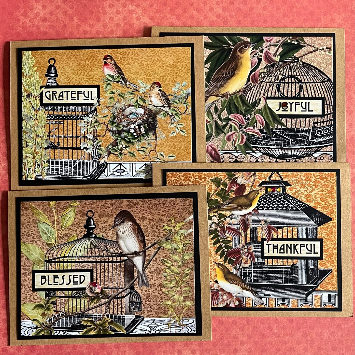 Grateful Thankful Joyful Blessed Note Cards Four Pack