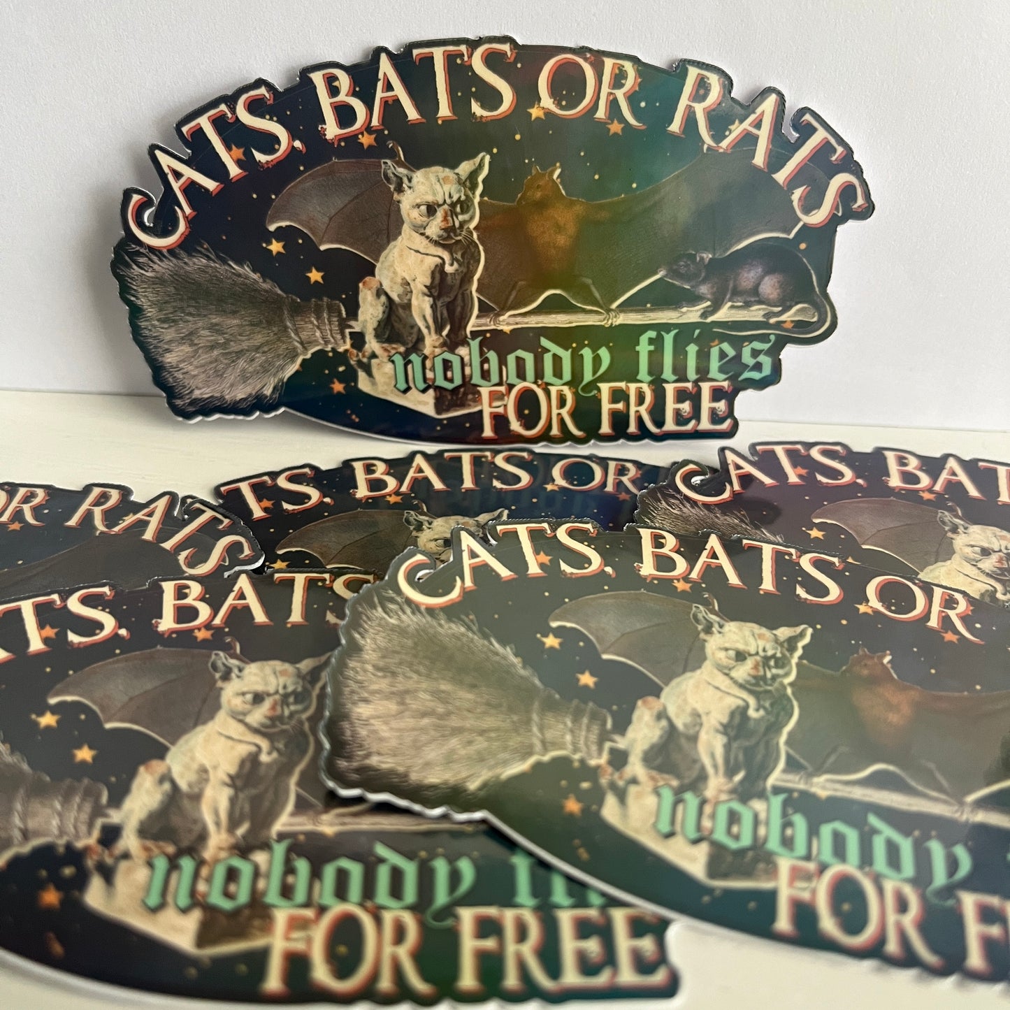 Cats, Bats or Rats - Nobody Flies for Free Sticker