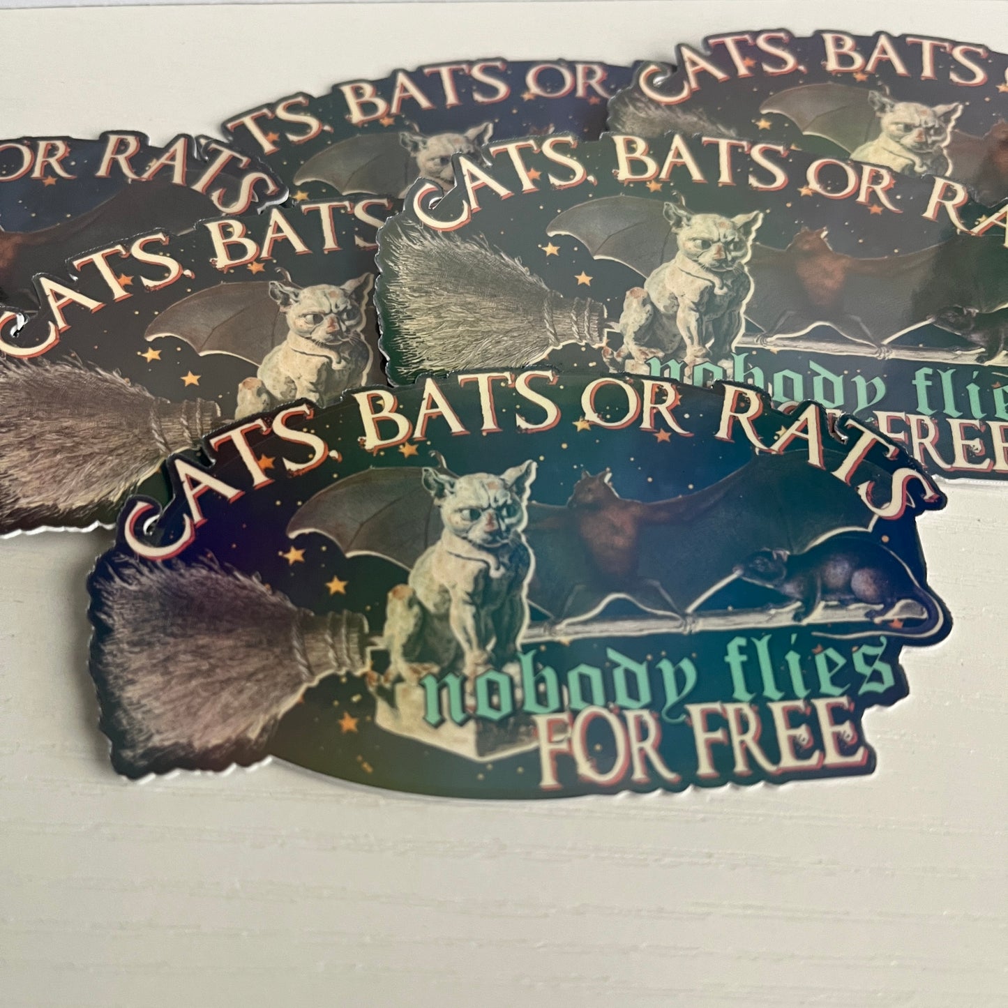 Cats, Bats or Rats - Nobody Flies for Free Sticker