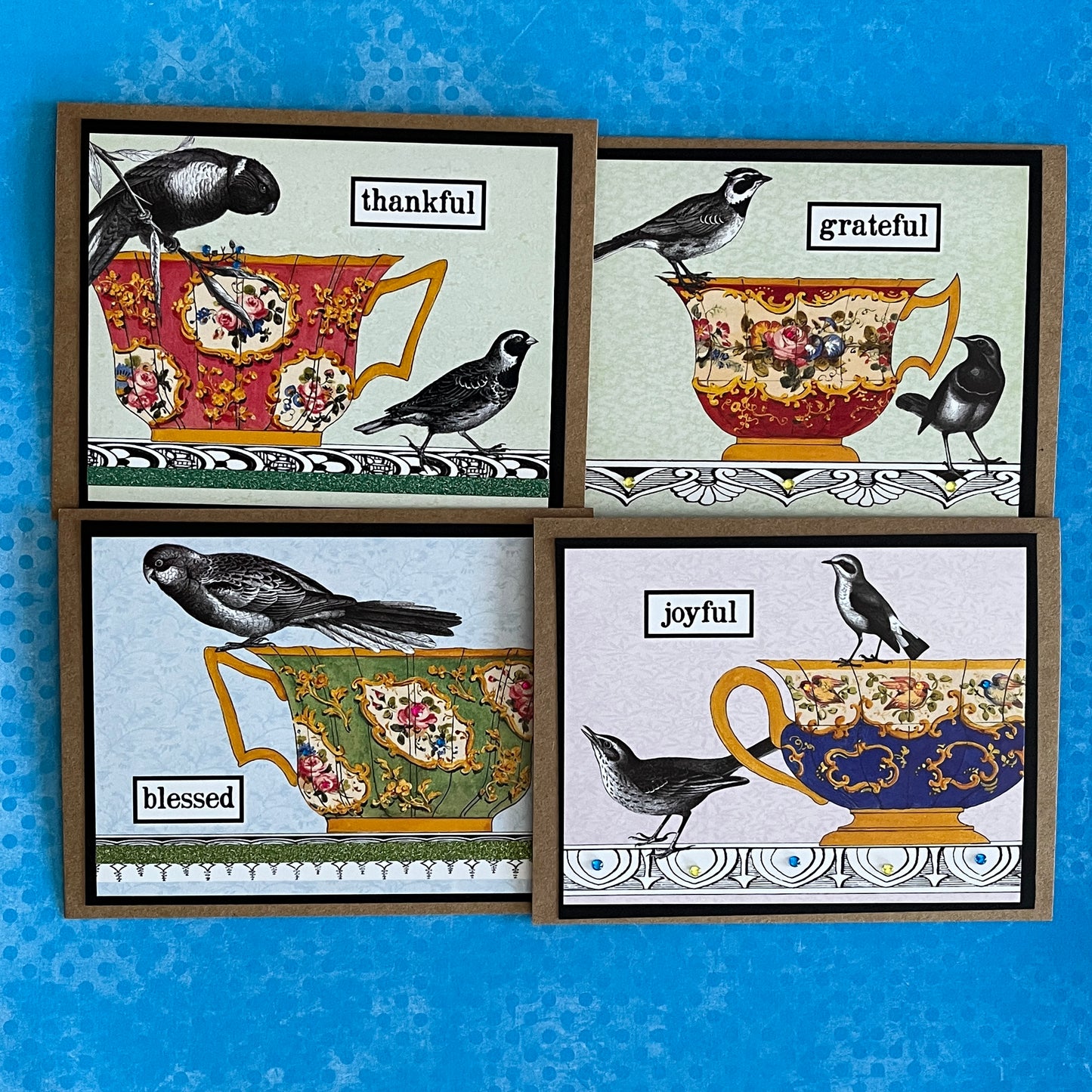 Grateful Thankful Joyful Blessed Note Cards Four Pack